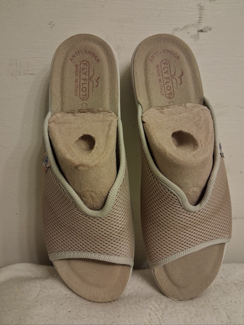 Womens Fly Flot Beige Mesh Slide Sandals Size EU 41, US 10.5